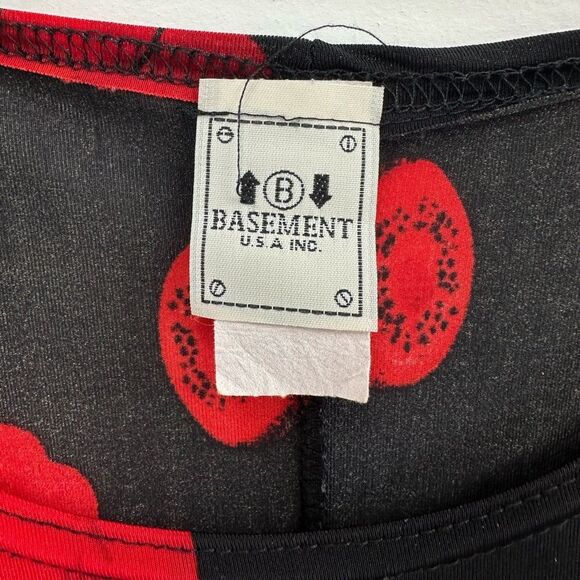 Vintage 90’s Black & Red Fruit Print Short Sleeve Body Con Maxi Slip Dress M - Picture 6 of 7